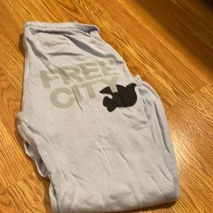 Freecity pale blue sweatpants with logo on pant leg. Great condition. Size M